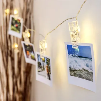 

2018 Romantic Wall LED Light Card Photo Clip Lamp Battery Box Wedding Home Decoration Creative Home Wedding Party Decoration
