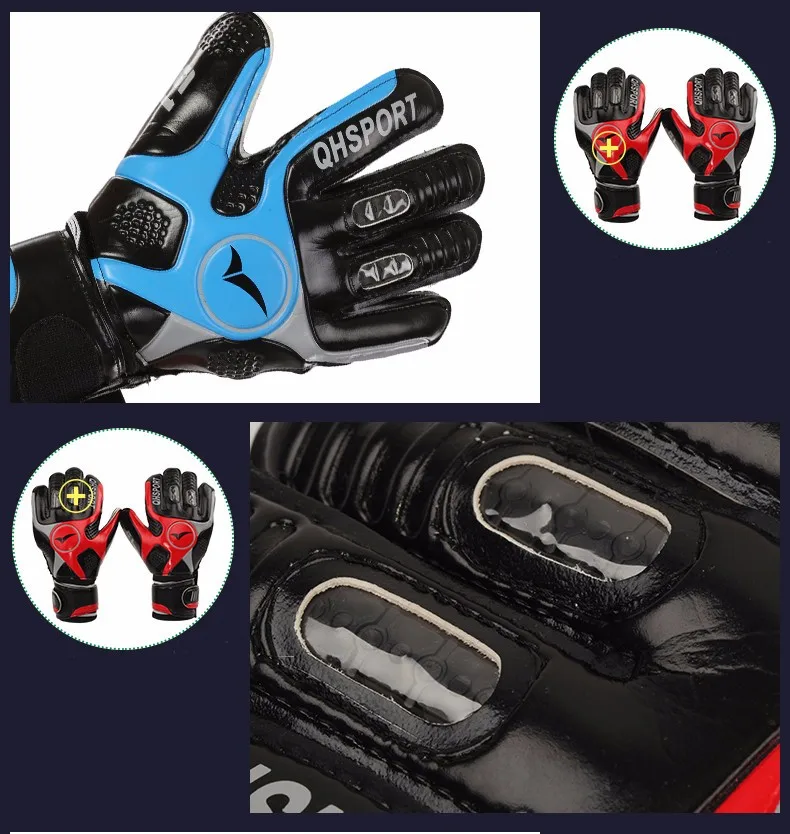 2017 Men Soccer Goalkeeper Gloves Wearable Slip Resistant Football Keeper Latex Goalie Gloves Professional Double Protection 12