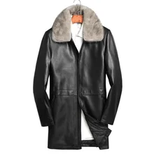 Роскошная натуральная норковая Меховая куртка с воротником на утином пуху из натуральной овечьей кожи мужская зимняя официальная пуховая одежда