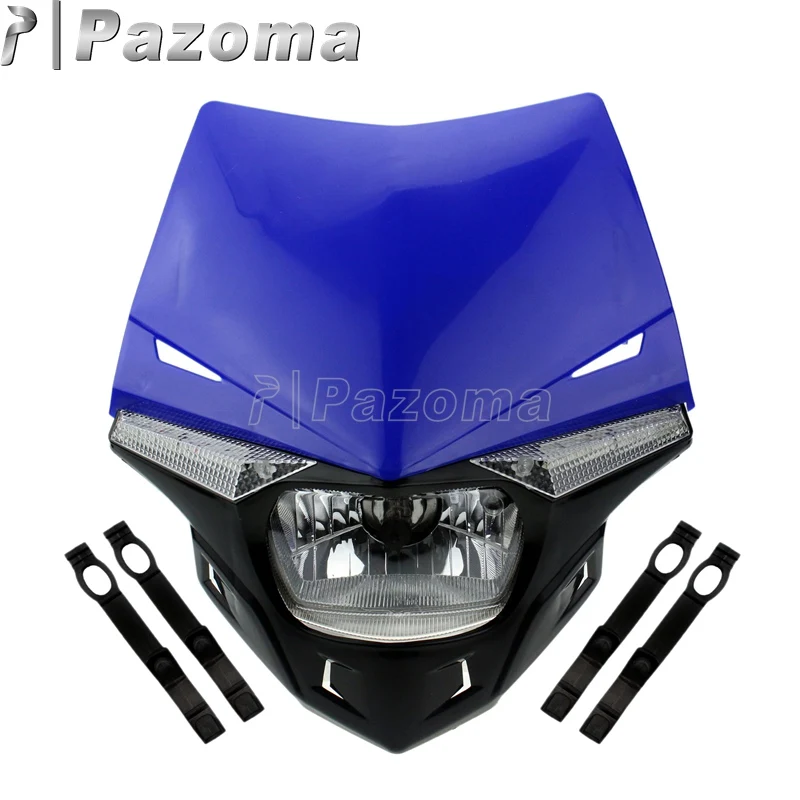 Красный светодиодный налобный фонарь для мотокросса по бездорожью Streetfighter Enduro для Honda XR CRF CRM FMX 250 450 200 650 - Цвет: Синий