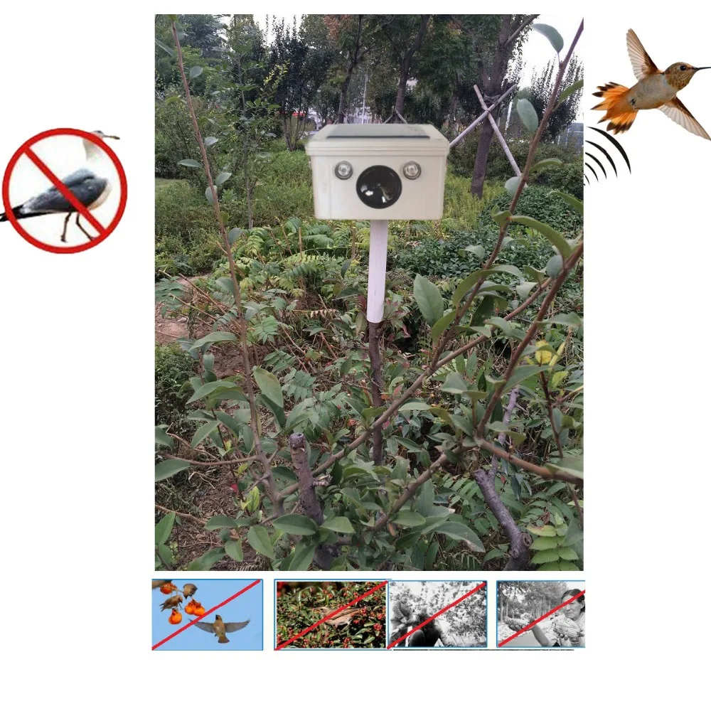 

Solar Power Ultrasonic Bird Repeller Flashlight Sound Driving Anti Bird Devices Birds Pest Repellent For Farm Garden Protection
