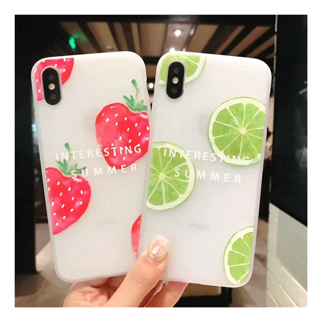 

Gimfun Summer Fresh Fruit Strawberry Lemon Phone Case for Iphone 6 6s 7 8 Plus X Ultra Thin Clear Tpu Silicone Case Back Cover