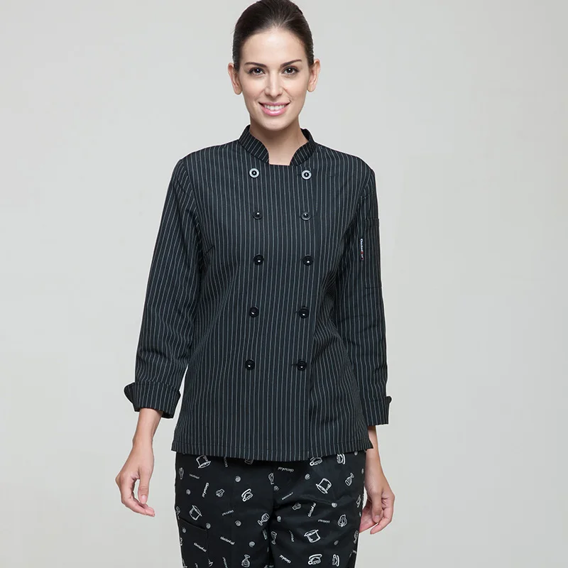 Restaurant Hotel Kitchen Fashion Women Chef Coats Jackets Uniform