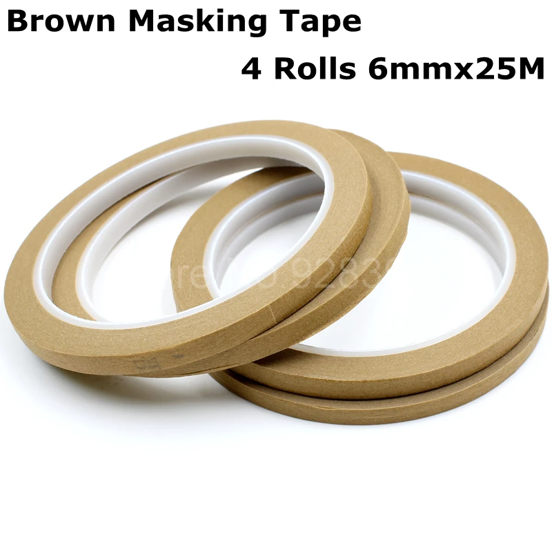 4 Rolls 6mmx25M Brown Masking Tape Good For Finger Nail Polish Painting
