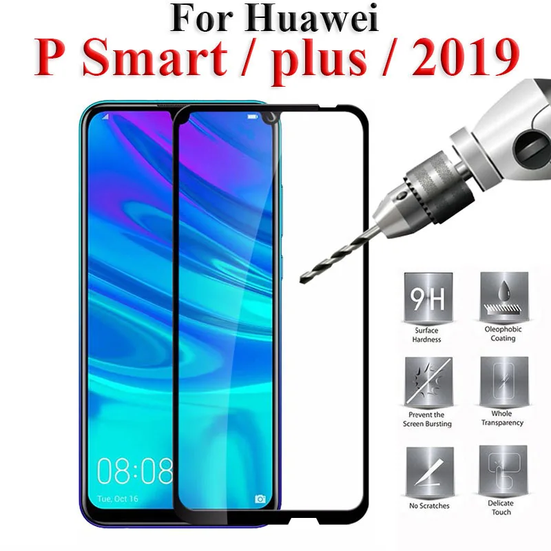 Защитное стекло для Huawei P smart plus 2019 закаленное psmart hauwei huawey huavei полное покрытие