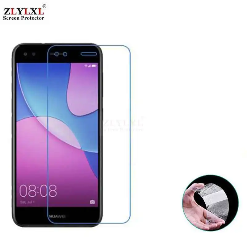 

Glass + case Transparent Dirt-resistant soft back case for Huawei P9 Lite mini tempered glass screen protector