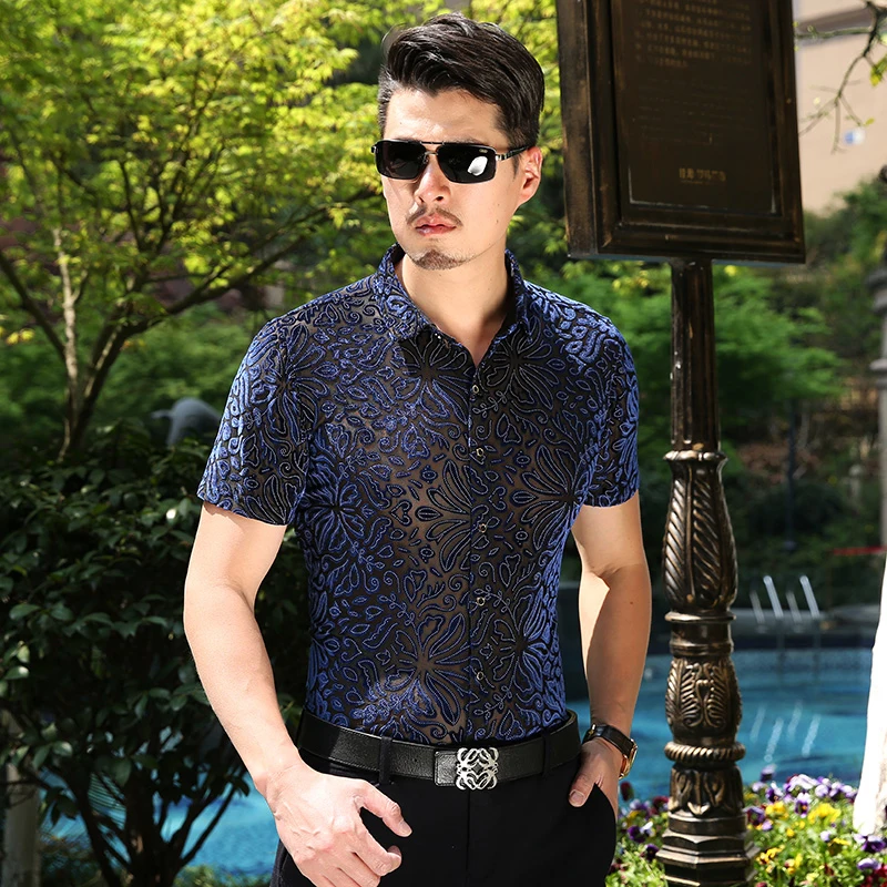 

KUYOMENS Men's shirts Short Sleeve Summer Mens Dress Shirt Male Turndown Collar Slim Fit Camisa Masculina Chemise Homme
