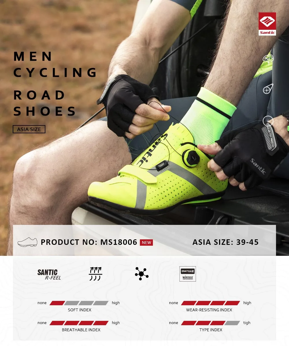 SANTIC Cycling Bike Bicycle Shoes Sneaker Breathable Outdoor Sport Professional Road Bicycle Shoes Non-Slip No-Lock Equipment