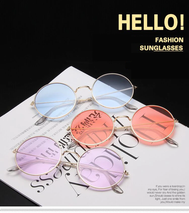 Круглые маленькие солнцезащитные очки для женщин, фирменный дизайн, винтажные металлические недорогие солнцезащитные очки для женщин, высококачественные очки в стиле ретро, круглые очки