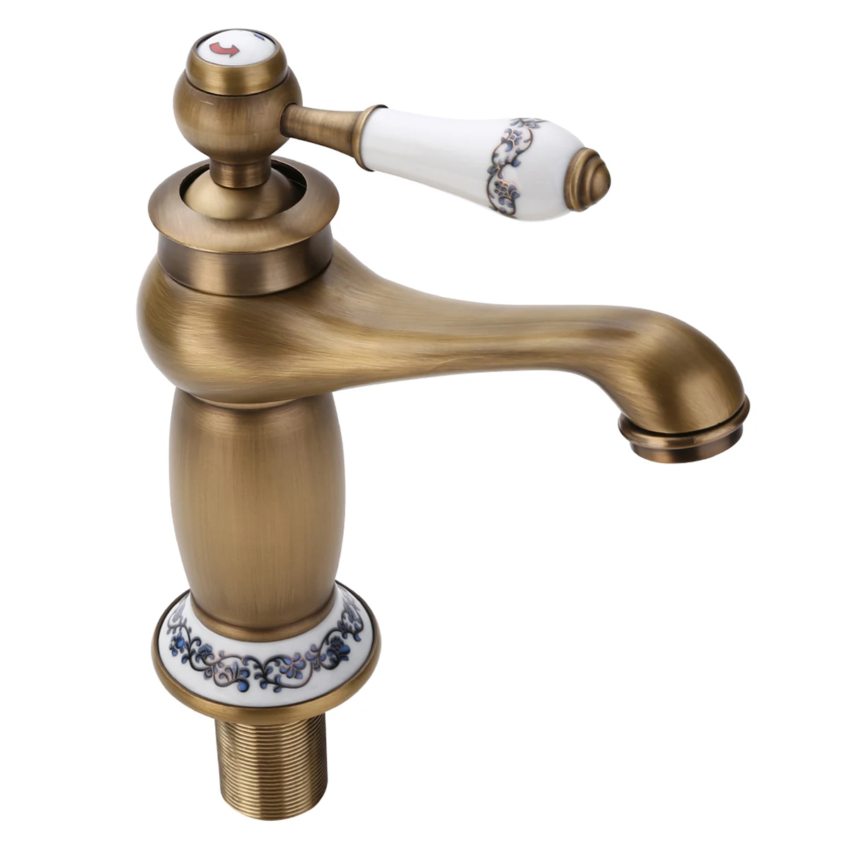 High Quality Antique Kitchen Bathroom Faucet Single Hand Hot & Cold Mixer Tap Ceramic Handle Mayitr Hot Selling