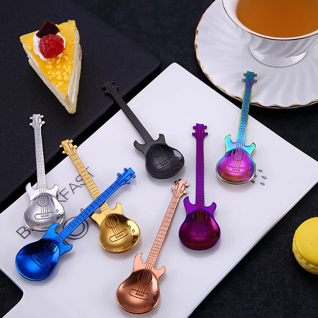 Stainless Steel Guitar Mixing Scoop Cocktail Stirring Spoon Bar Mixing Utensil Barware for mixing malts shakes juice coffee