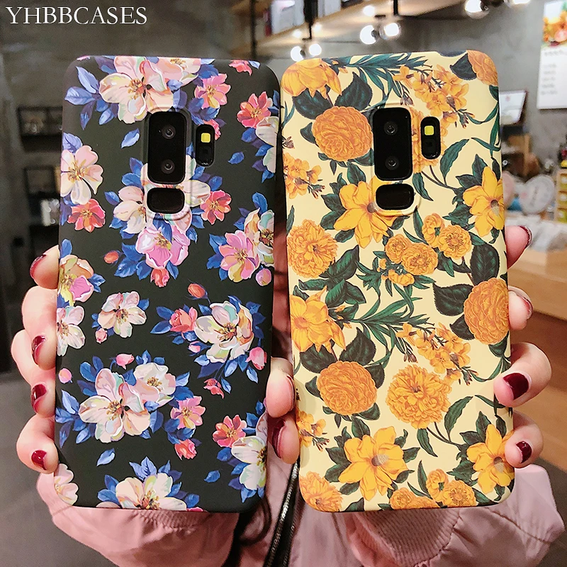

YHBBCASES Retro Oil Painting Flowers Cases For Samsung Note 10 8 9 3D Relief Floral Hard Phone Cover For Samsung S10 S8 S9 Plus