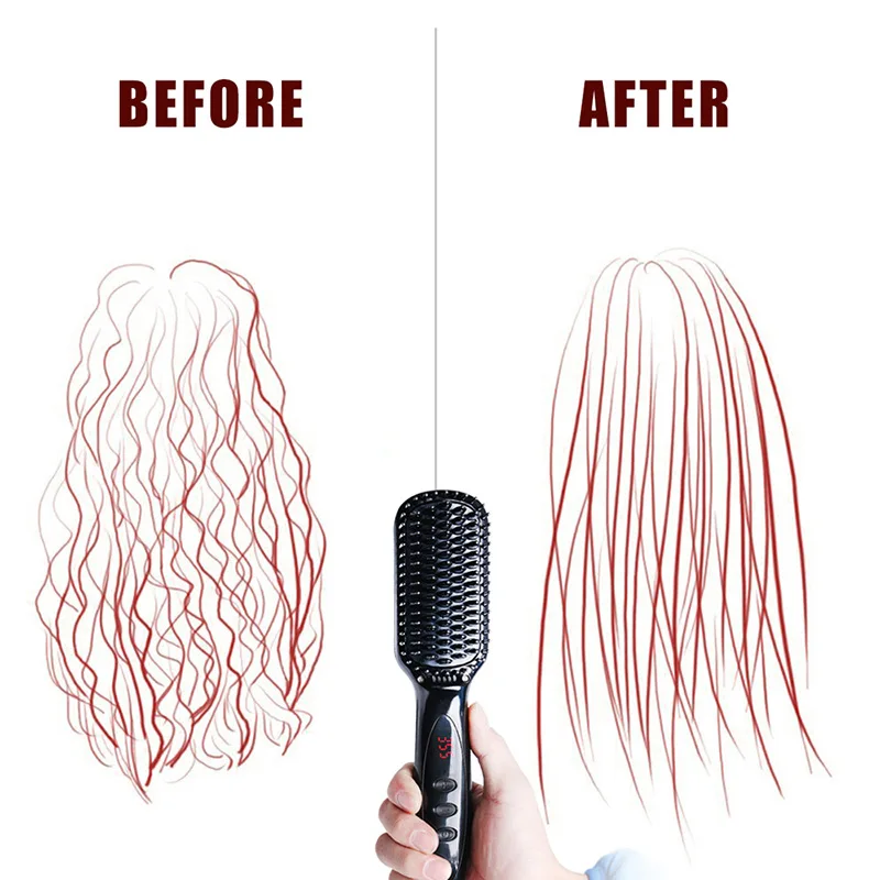 Керамическое покрытие Выпрямитель щетка быстрое выпрямление волос электрическая расческа цифровой дисплей щетка для волос влажный и