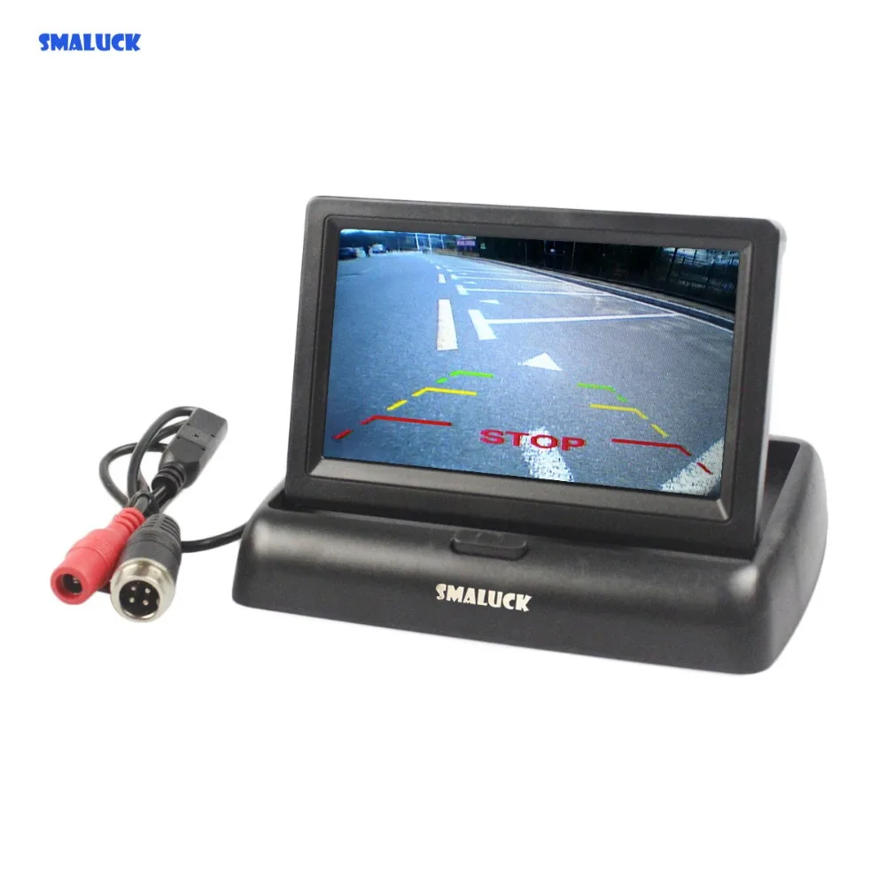 

SMALUCK DC12V-24V 4PIN 4.3 inch Foldable TFT LCD Reverse Rear View Car Monitor for Car Truck Bus