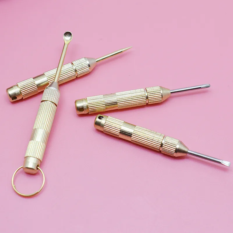 

1Pcs 4 in 1 Metal Multifunctional Earpick Keychain for Car Key Chain Car Curette Key Ring Llaveros Mujer Chaveiro Porte Clef
