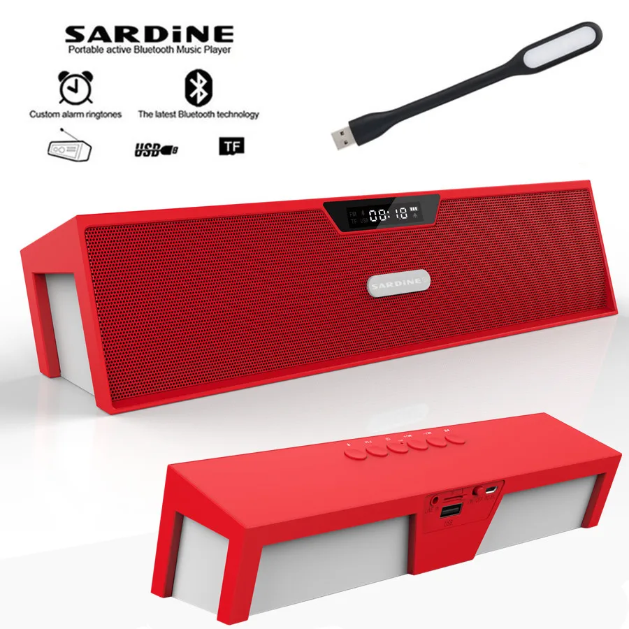 Портативная беспроводная bluetooth Колонка Sardine HIFI красный стерео Саундбар с