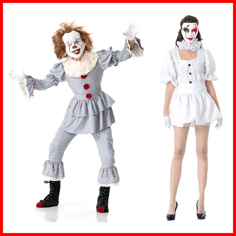 Женский костюм для косплея Стивена Кинга It Pennywise унисекс Хэллоуина с ужасным