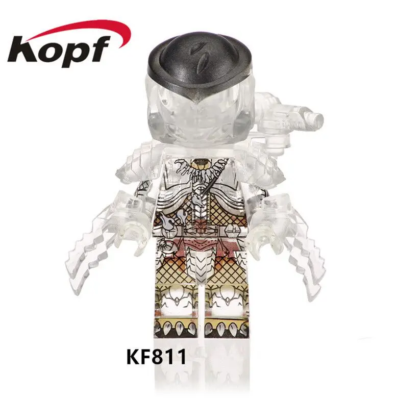 

Super Heroes The Movie Series Transparent Predator Bricks Building Blocks Action Figures Gift Toys For Children KF811