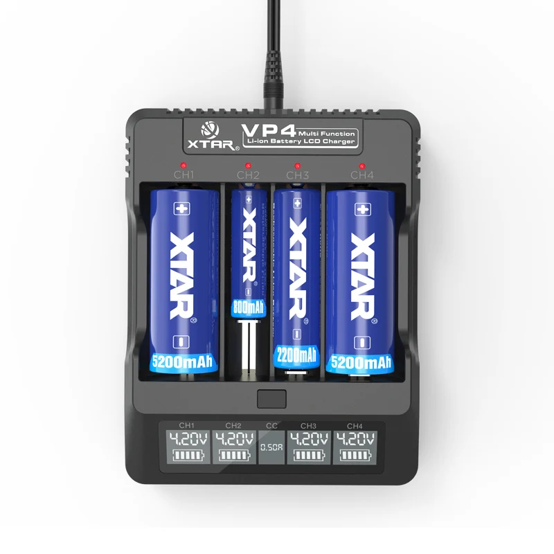 Xtar VP4 умное интеллектуальное ЖК зарядное устройство 4 слота универсальное для 10440