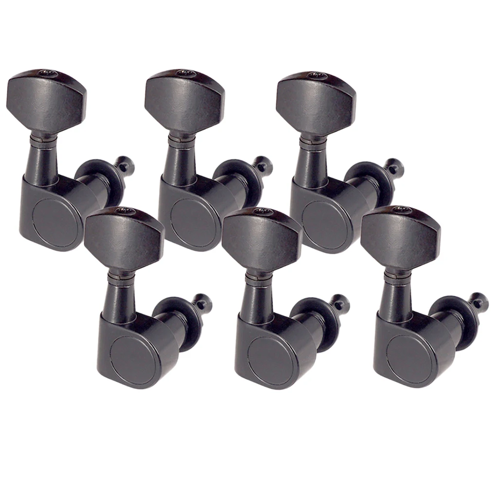 Electric Guitar Zinc Alloy String Tuning Pegs Black 6R Machine Heads Sealed