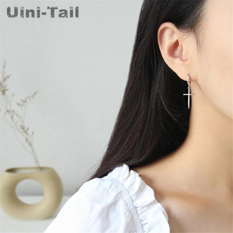 Uini-Tail hot new 925 sterling silver temperament personality ring cross earrings fashion tide flow fashion jewelry GN666