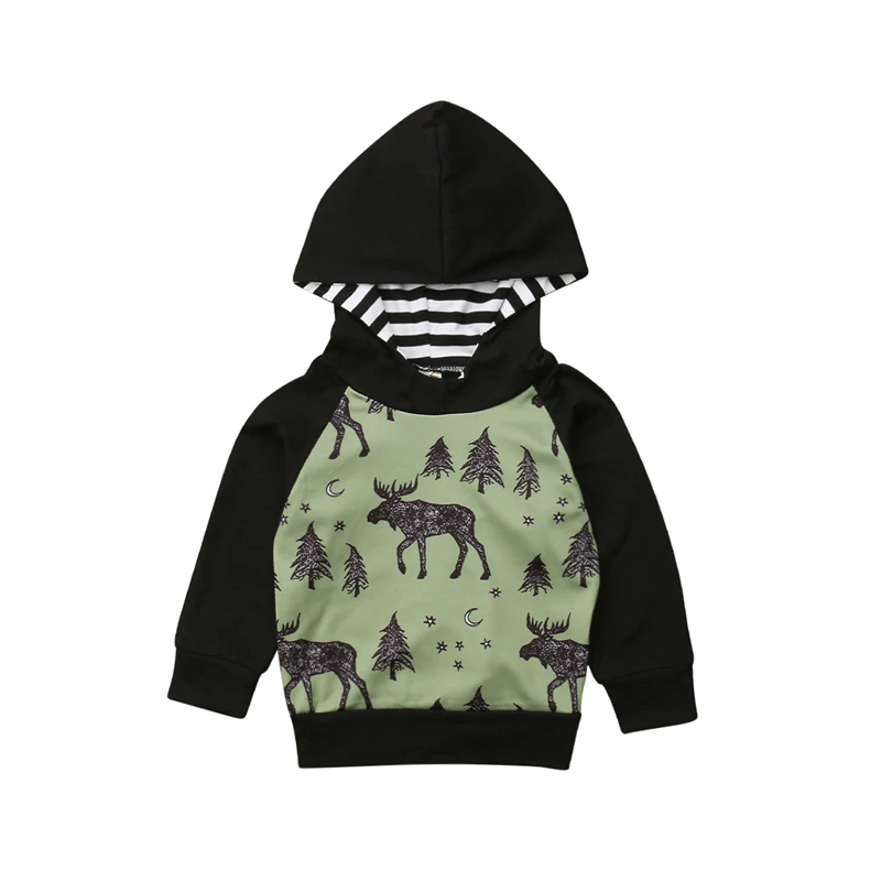 

Fashion Kids Clothes Reindeer T-shirts Hooded Sweatshirt Autumn Winter Long Sleeve Hoodies Toddler Boys Tops Christmas Clothes