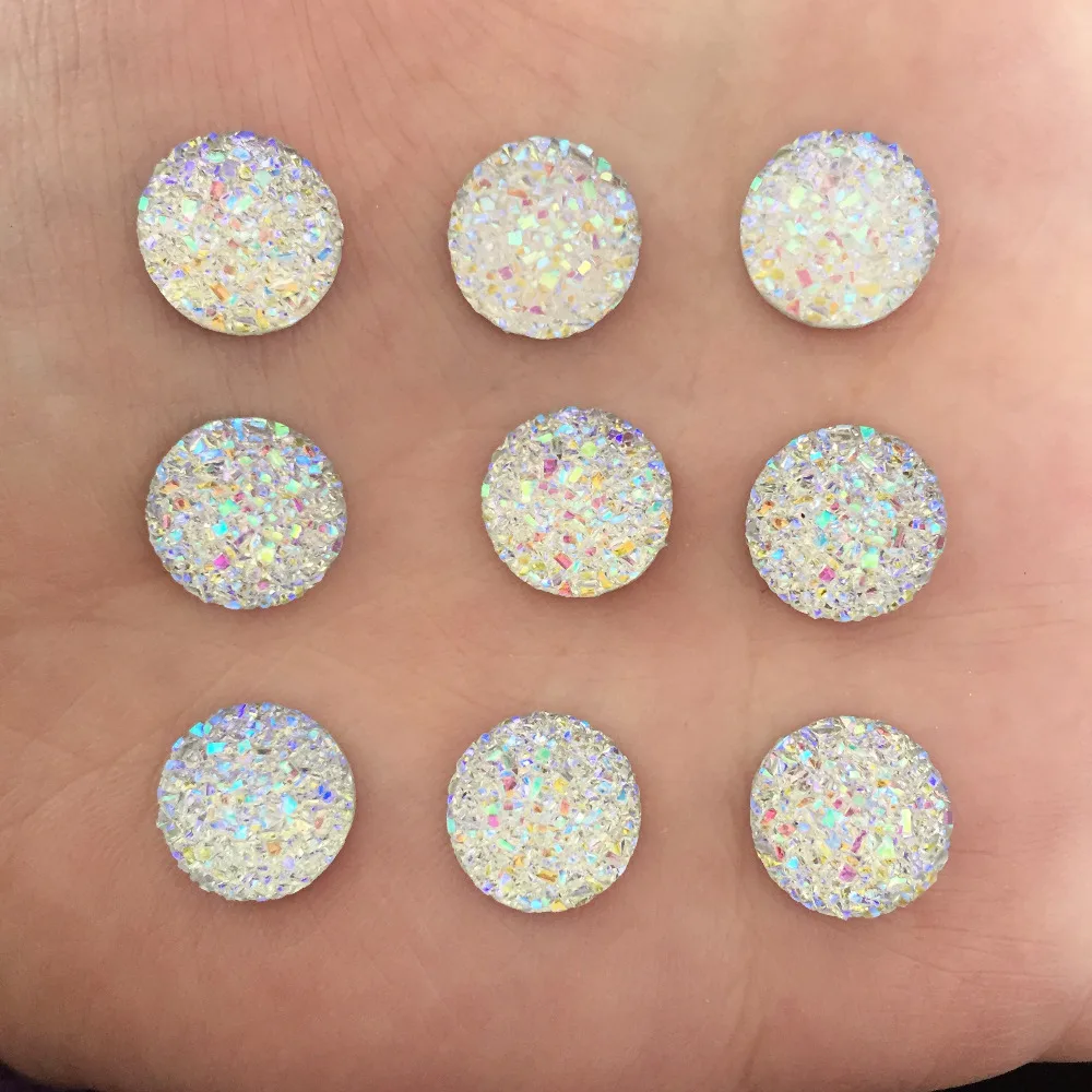 

H0T 80PCS 12 mm of mineral surface flat ROUND resin accessories DIY D677