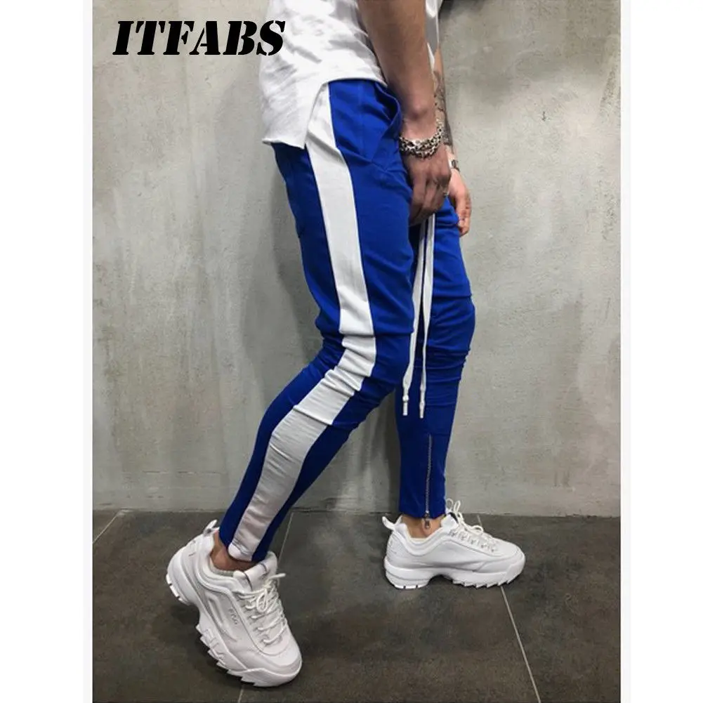 Hirigin Harajuku, модные мужские штаны для бега, узкие брюки-карандаш, хип-хоп Уличная одежда для мужчин, s Clthes, мужские спортивные штаны, спортивные штаны, горячая новинка - Цвет: Blue And White