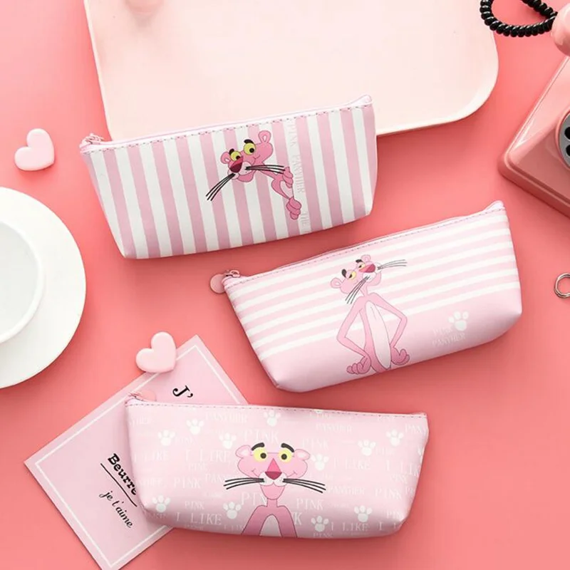 Cartoon Cute Pink Panther Cosmetic Bag Large Capacity PU Women Makeup Bag Portable Storage Toiletry Multifunction Wash Kit Cartoon Cute Pink Panther Cosmetic Bag Large Capacity PU Women Makeup Bag Portable Storage Toiletry Multifunction Wash Kit
