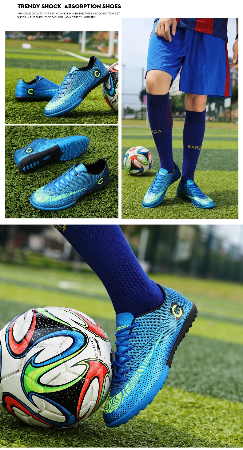 Lion Scream Football Shoes Professional Soccer Suferfly Futsal Sock Cleats Training Sport Sneakers Child Turf& Spike 33-44