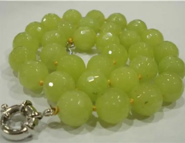 

12mm Faceted Peridot Beads Necklace 18
