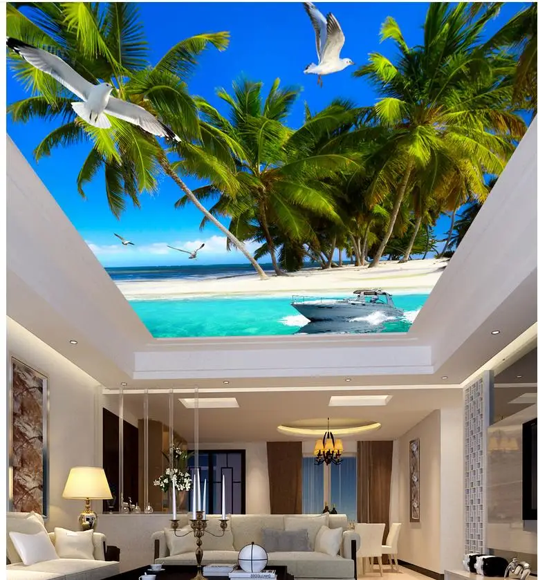 

Stereoscopic 3d wallpaper Home Decoration Sea seabirds ceiling TV backdrop mural wallpaper Non woven wallpaper