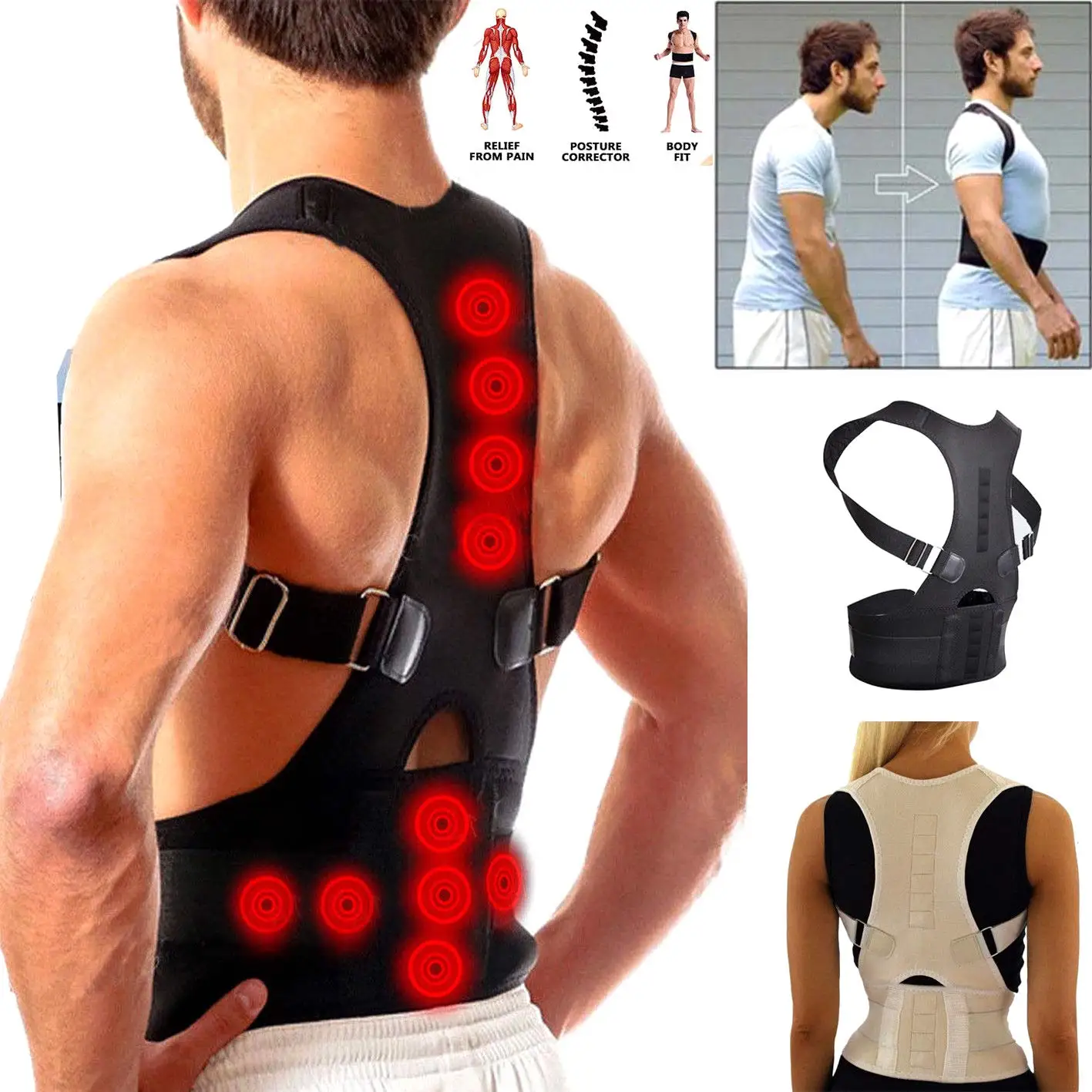 magnetic posture corrector back support belt