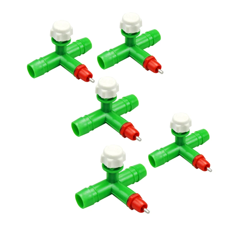

5pcs Poultry Chicken Rabbit Nipple Drinking Water Feeder+T Tubing + Spring Waterer Drinker Feeder Drinker for Farm Chick Animals