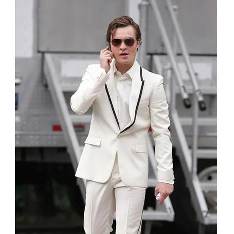 

Custom Made White Classic Design Men's Dinner Party Prom Suits One Button Groom Tuxedos Business Mens Formal Wear (Jacket+Pants)
