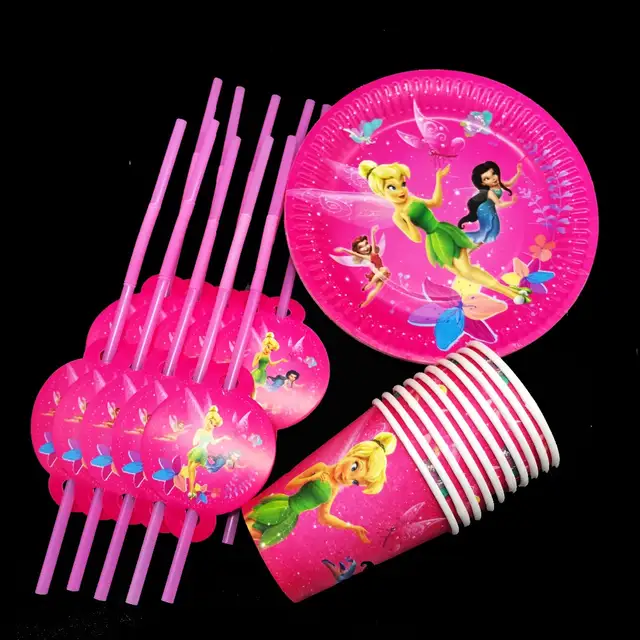 60pcs Lot Tinkerbell Tableware Sets Tinkerbell Disposable Plates