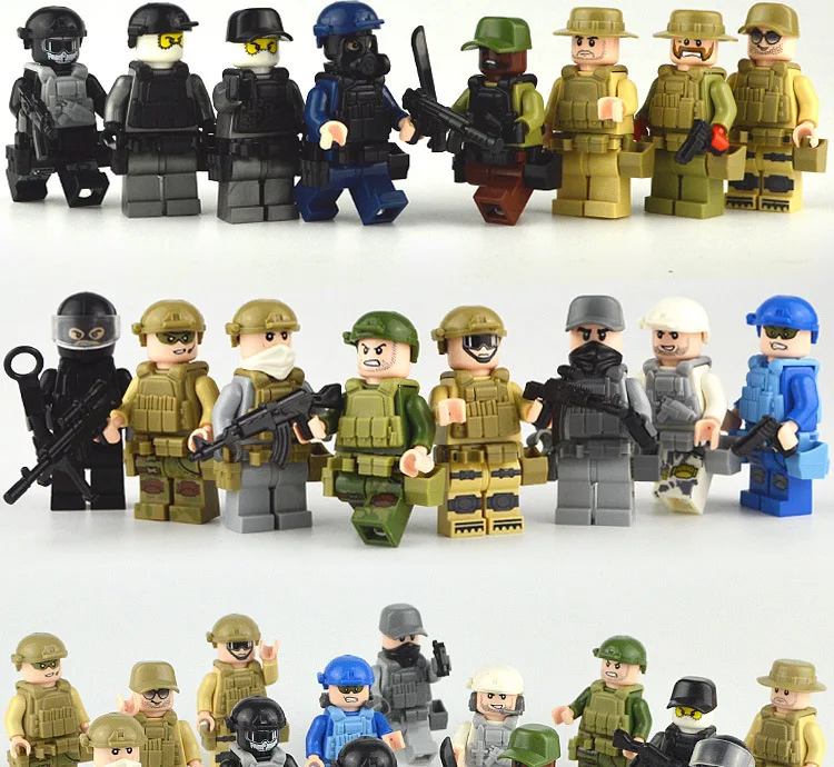 

Military Special Forces Soldiers Bricks Figures Guns Weapons Armed Building Blocks Ww2 Toys