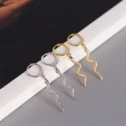 Новая Мода Ювелирная серьга-Кольцо Настоящее серебро 925 пробы геометрические круги серьги для женщин девушка подарок на день рождения