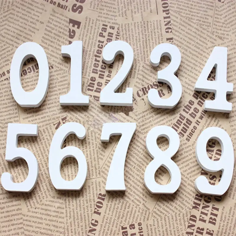 

Hot Sale White Wooden Numbers Plaque Freestanding DIY Wedding Gift Table Craft Numbers Party Supplies Home Decorations