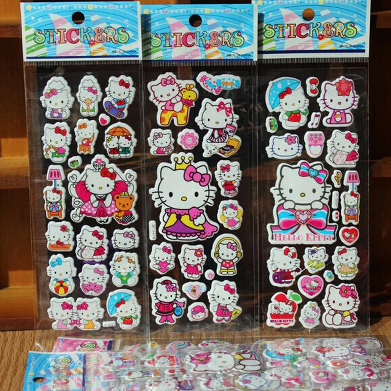 5pcs/lot Hello Kitty Foam Cartoon 3D Sticker Hello Kitty Model Hello Kitty Toy Fashion Kids Gift Toys Free Shipping