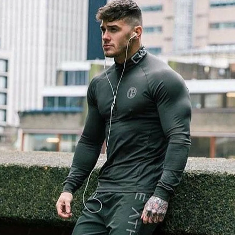 

2019 Men's Fashion Sportswear Men's T-Shirt Men's Long Sleeve Fitness T-Shirt Men's Casual Jogger Gyms Workout T-Shirt