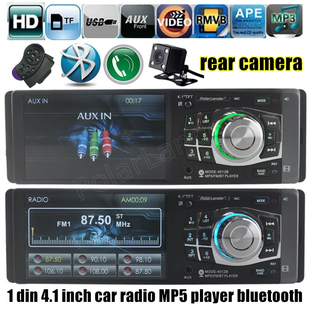 Автомобильное радио Mp4 MP5 плеер bluetooth USB TF Aux 1 Din Автомобильная аудиосистема стерео