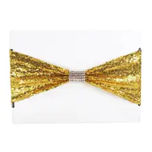 34x15 см сверлильный воротник спандекс лайкра чехлы на кресла из пайеток широкие пояса-кушаки Эластичный Блеск стул лук отель вечерние свадебные Декор