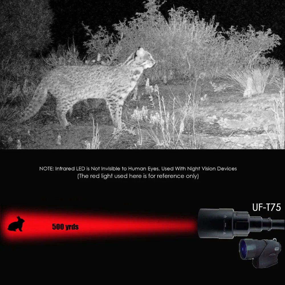 Светодиодный фонарик UniqueFire 1605 IR 850nm 4715AS 5 Вт объектив 75 мм 3 режима фонарь ночного