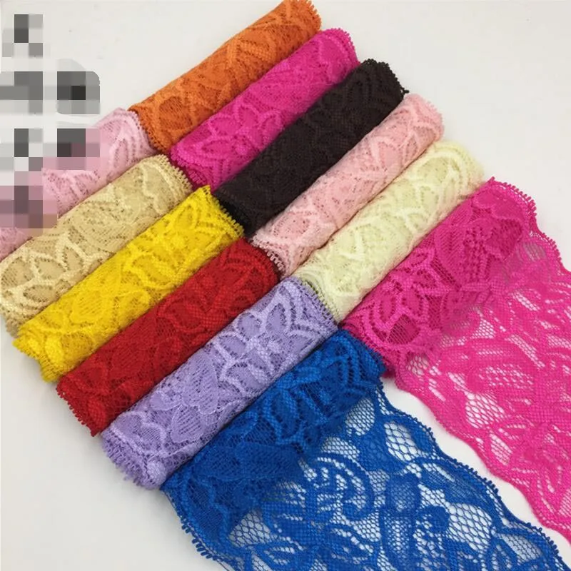 

5yards/lot Width 8cm 10colors White Black Red Blue Elastic Lace Ribbon Fabric DIY Garment Accessories Sewing Trim Wedding Lace