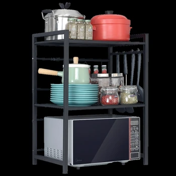 

Stainless steel kitchen rack microwave storage rice cooker multi-function storage cabinet
