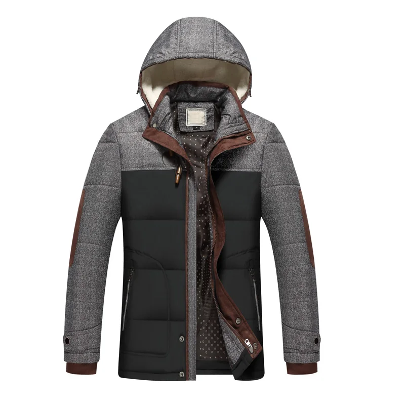 Брендовая зимняя куртка для мужчин, модная M-5XL, Новое поступление, повседневное тонкое хлопковое толстое мужское пальто, парки с капюшоном, теплые, Casaco Masculino - Цвет: Black
