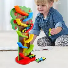 Детская деревянная лестница, скользящая Автомобильная дорожка, развивающая модель для скольжения, игрушка для детей, подарки для детей, маленький шкив, красочные веселые машинки