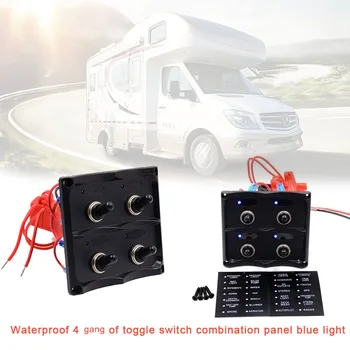 

Waterproof 4 Gang Toggle Switch Blue Light Combination Panel for Car Motocycle Ship Car Styling