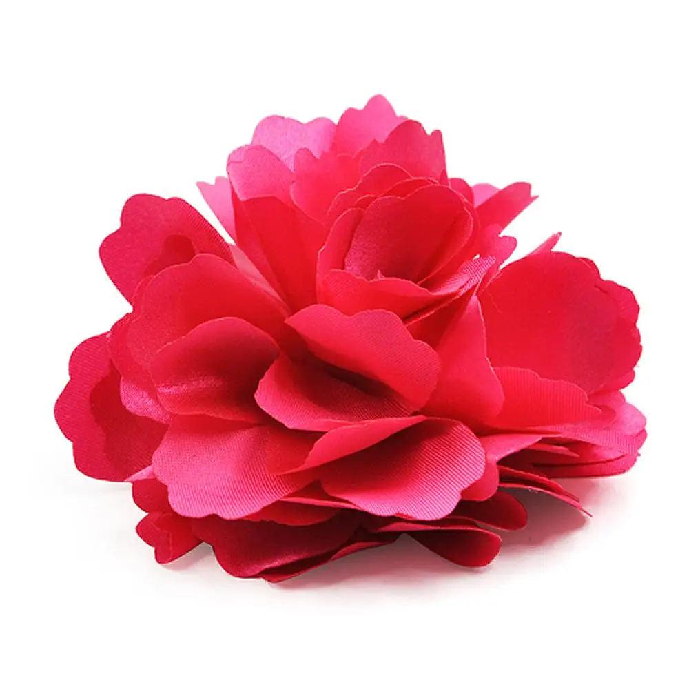 5 X Высококачественный Шелковый в форме цветка для волос клип Свадебный корсаж цветок клип 8 см-Красный